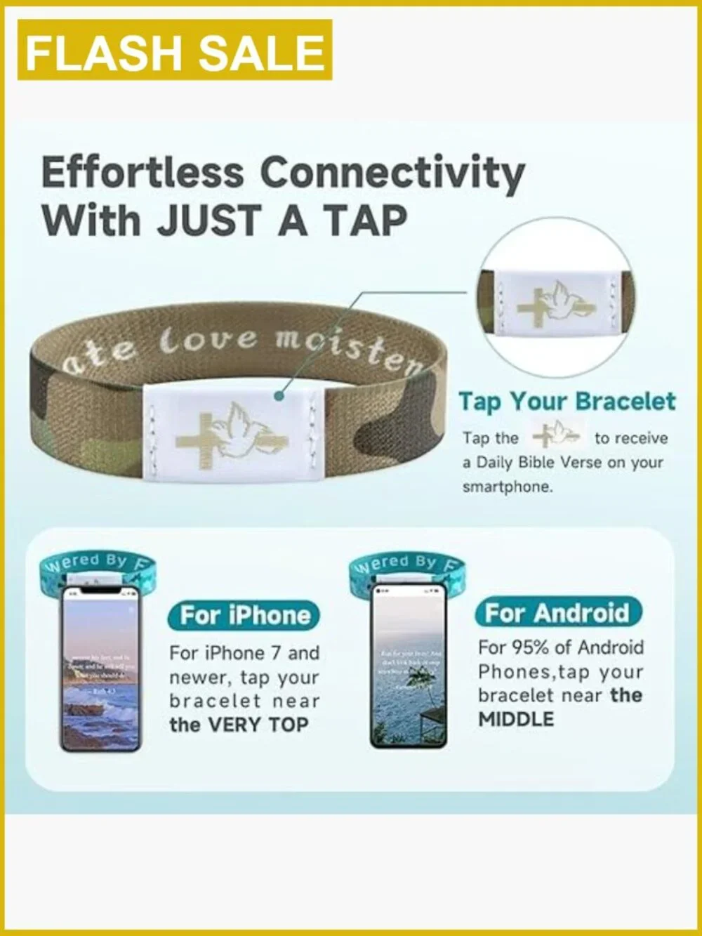 7 Pack Bible Verse Bracelets with NFC - Daily Inspirational Faith Jewelry